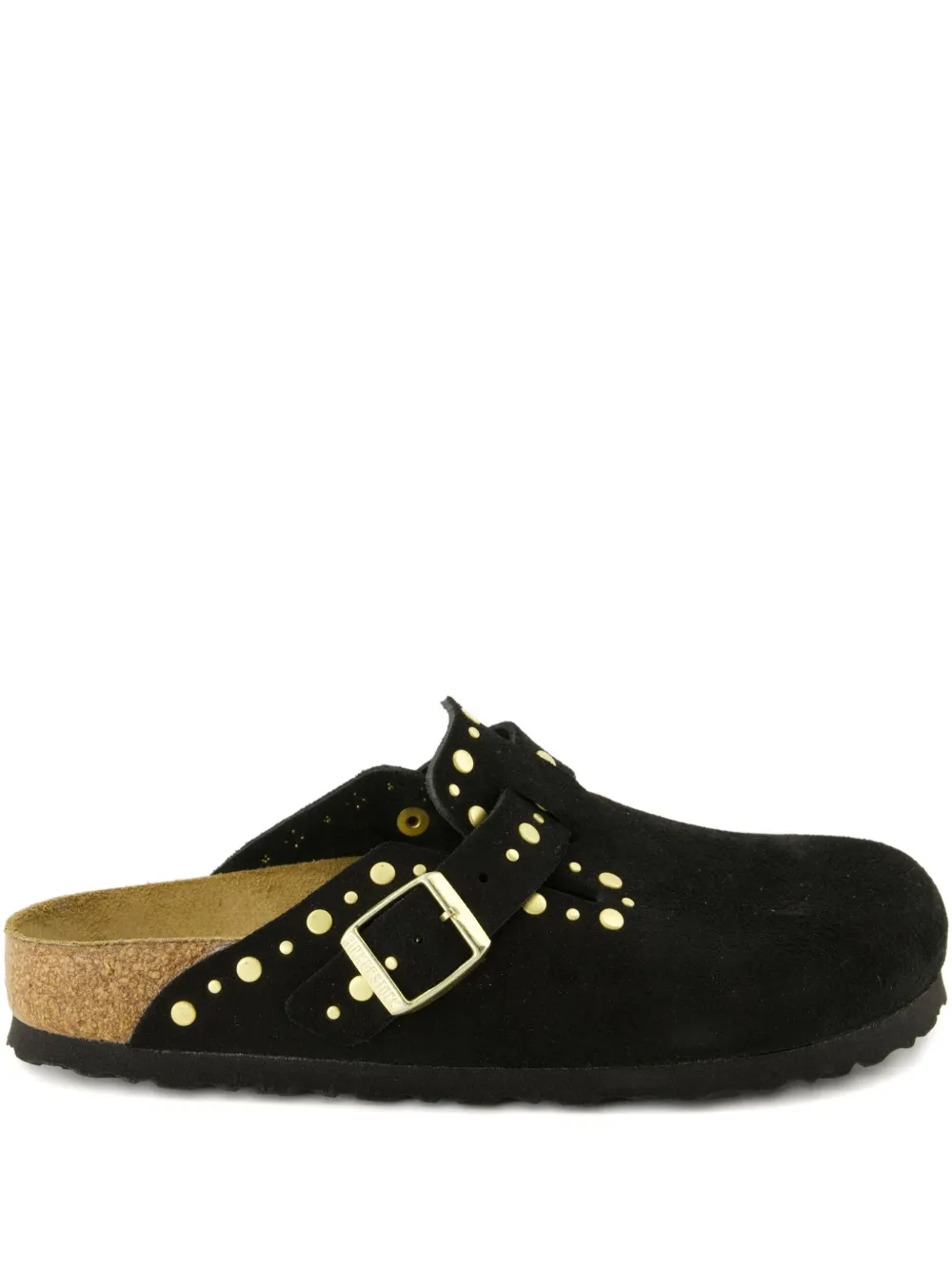 Birkenstock Boston Rivets Suede Mules In Black