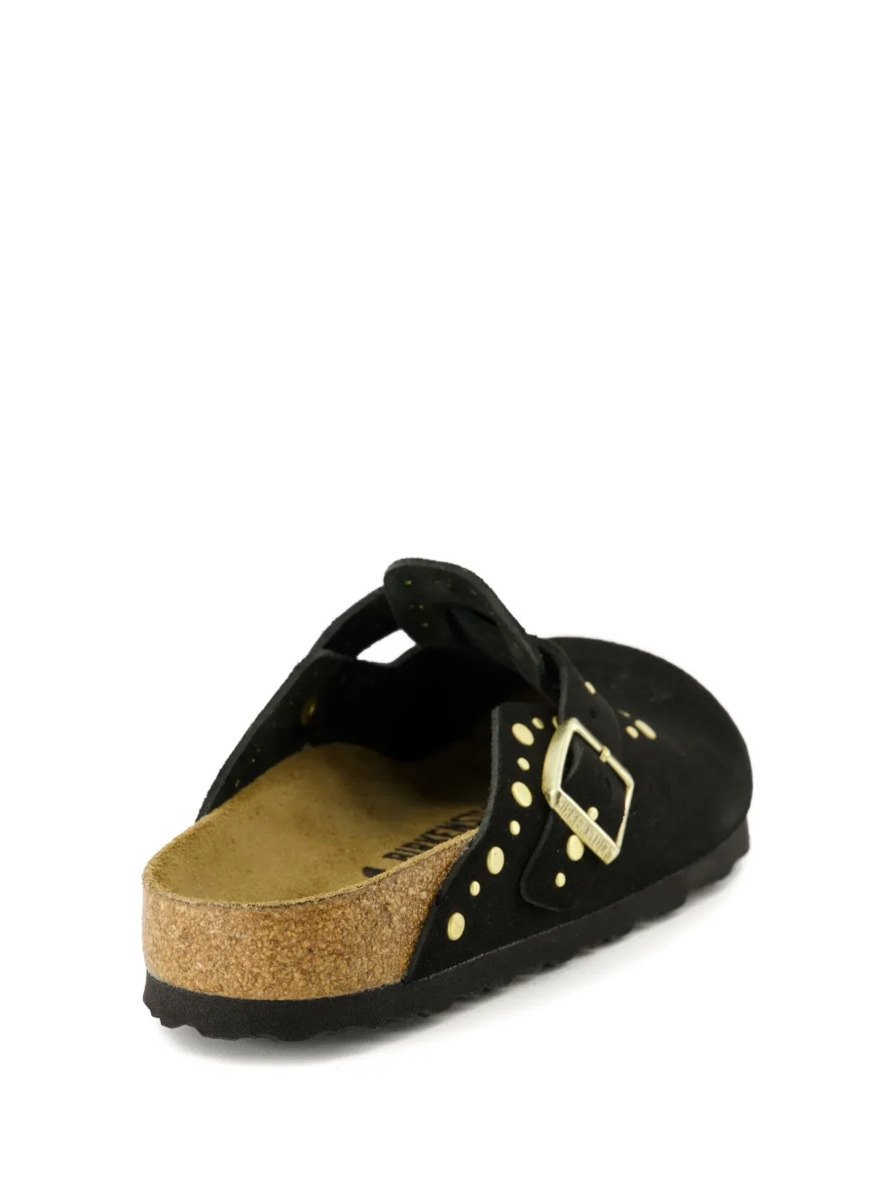 Birkenstock Boston Rivets Suede Mules In Black