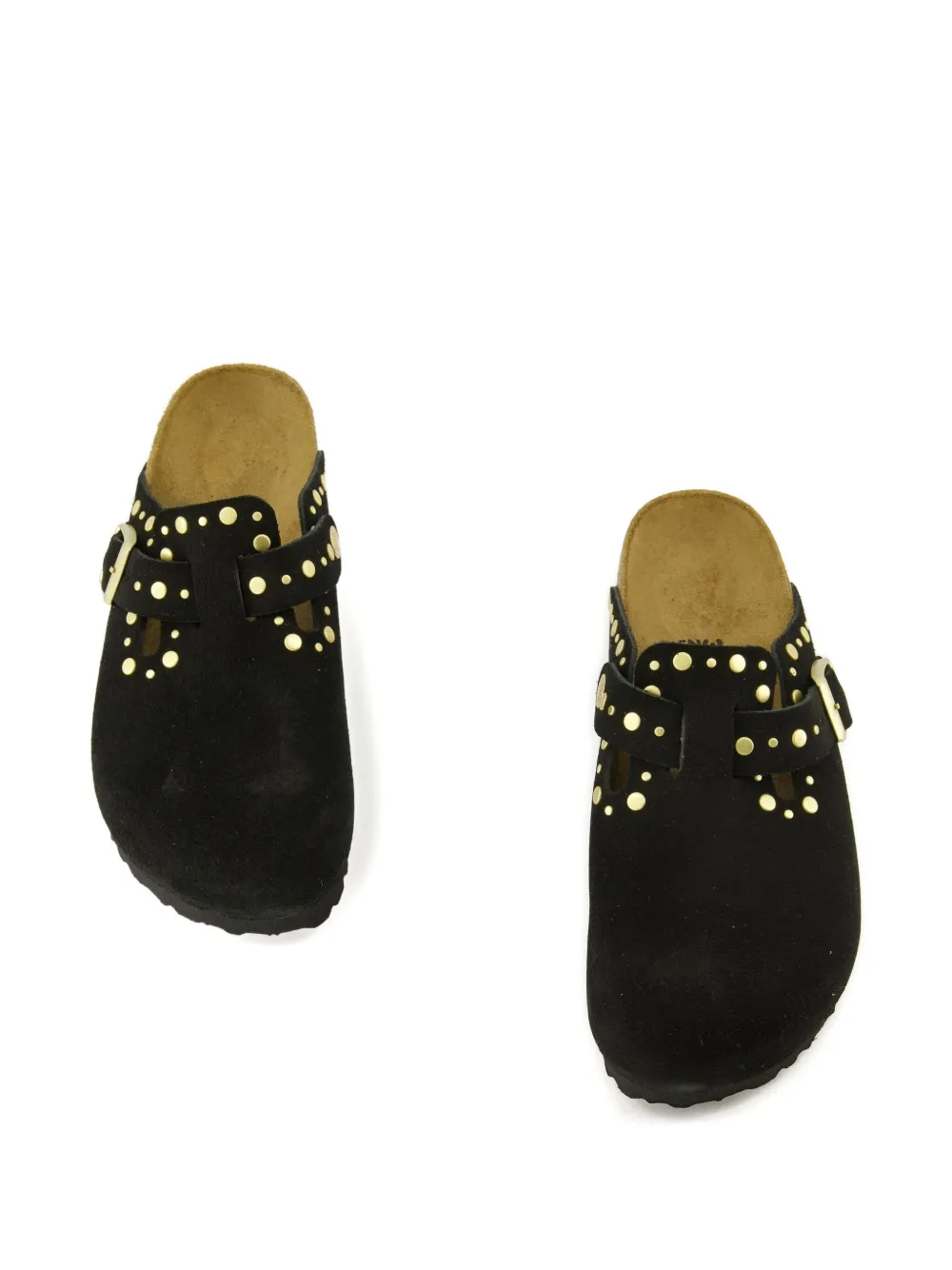 Birkenstock Boston Rivets Suede Mules In Black