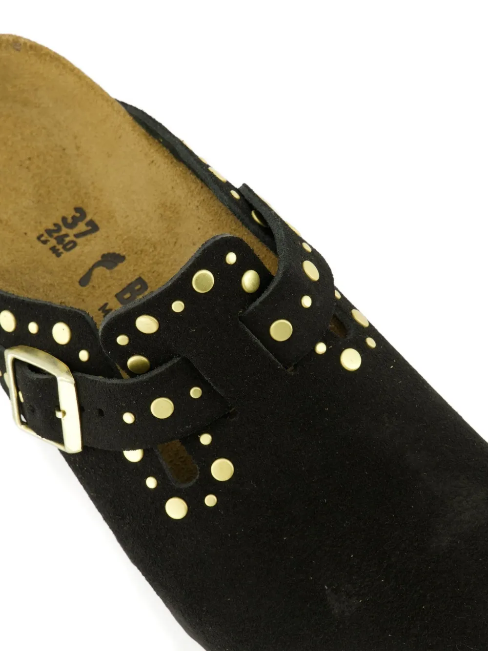 Birkenstock Boston Rivets Suede Mules In Black