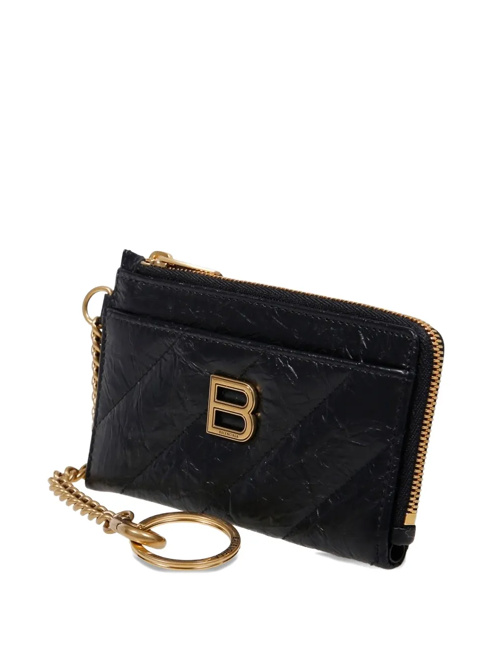 Balenciaga Quilted Chain Wallet In Black