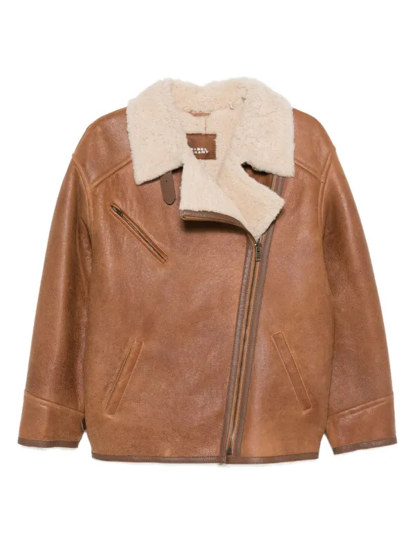 Isabel Marant Shearling Zip-fastening Jacket in Brown