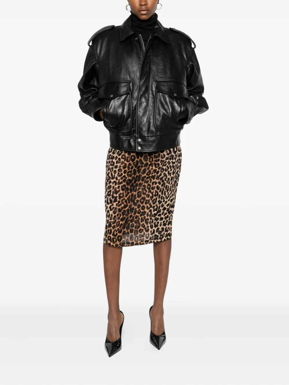 Saint Laurent Flap-pocket Leather Jacket In Black