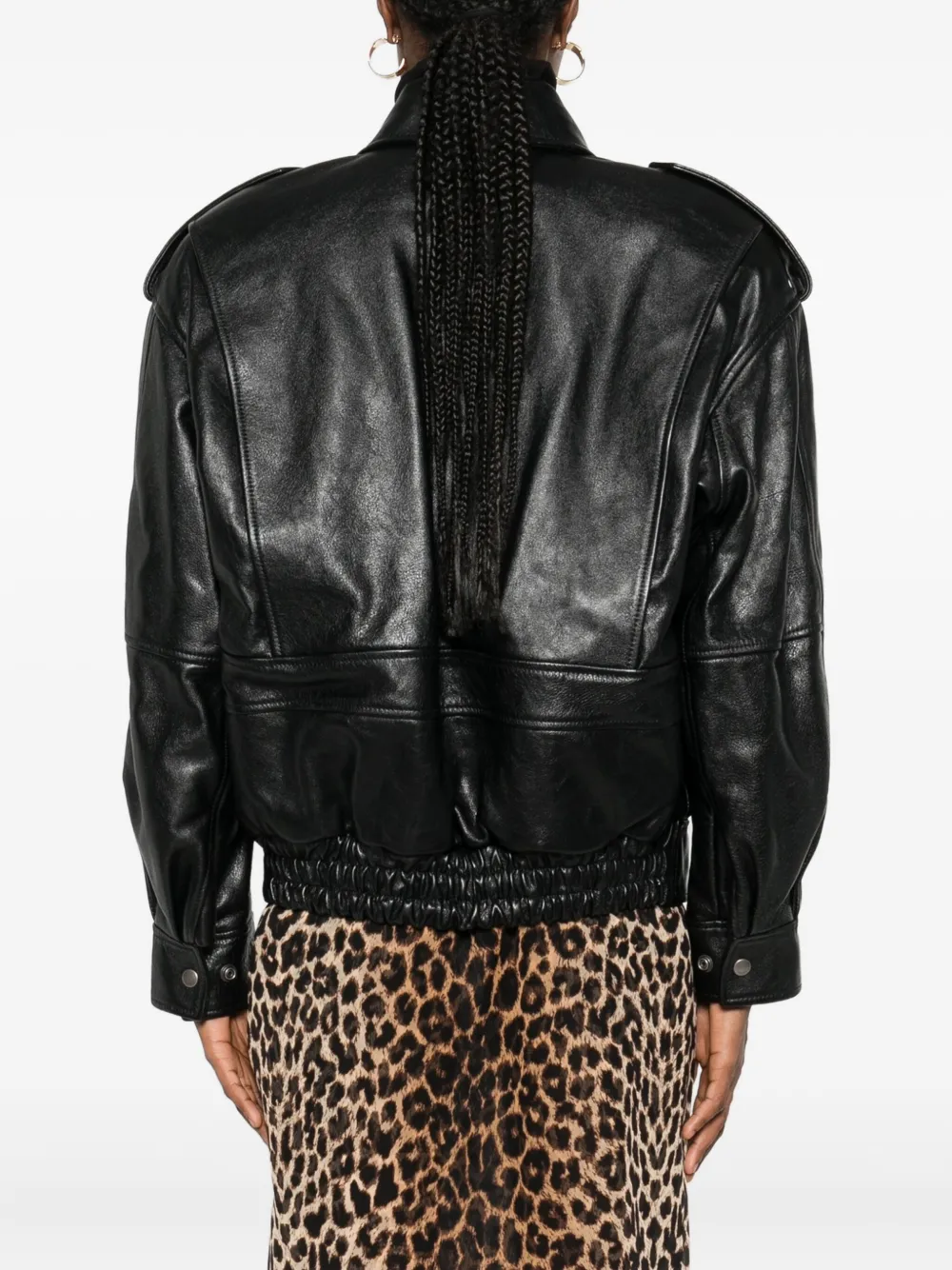 Saint Laurent Flap-pocket Leather Jacket In Black