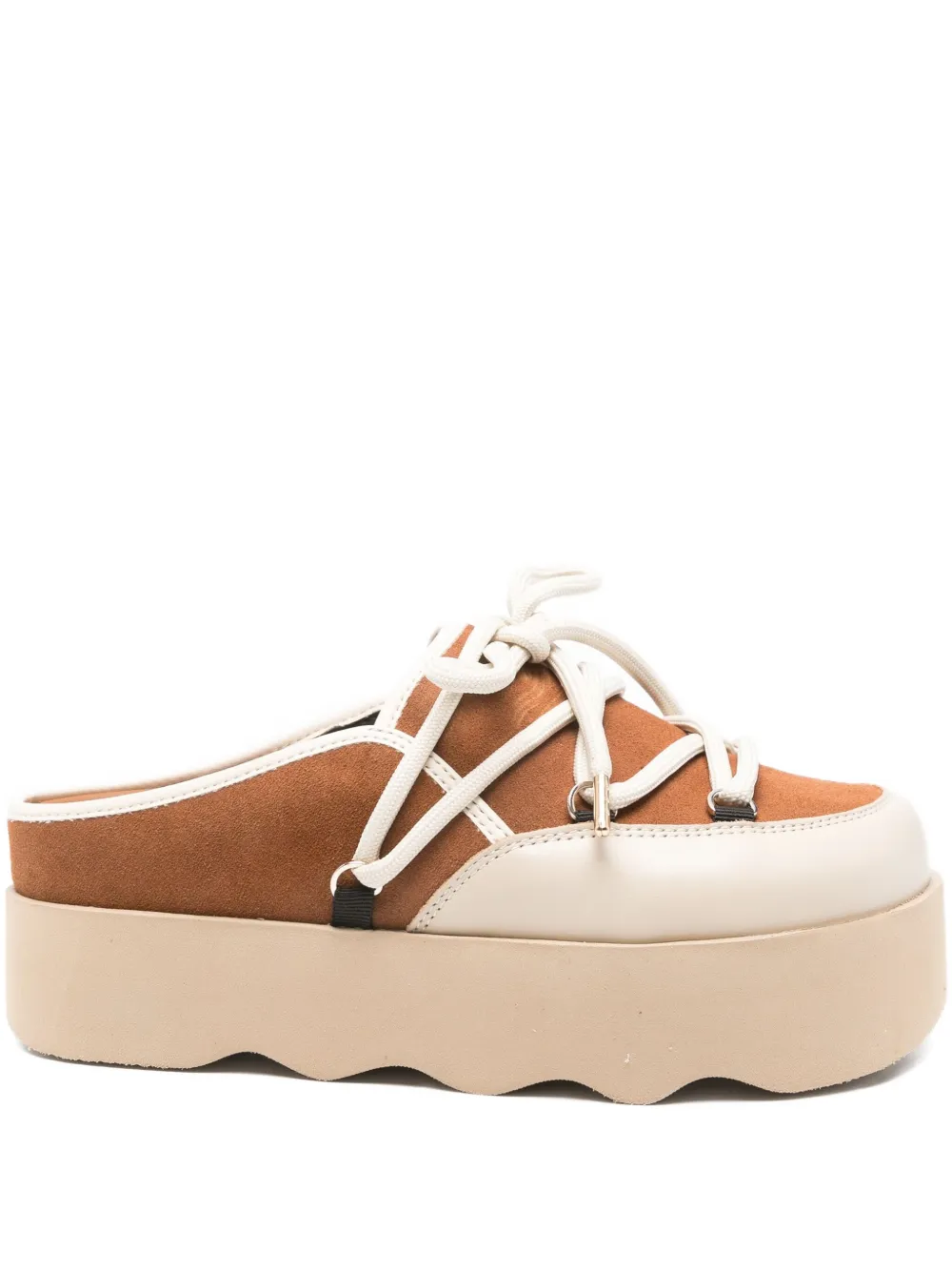 Scholl Lace-up Platform Slippers In Brown