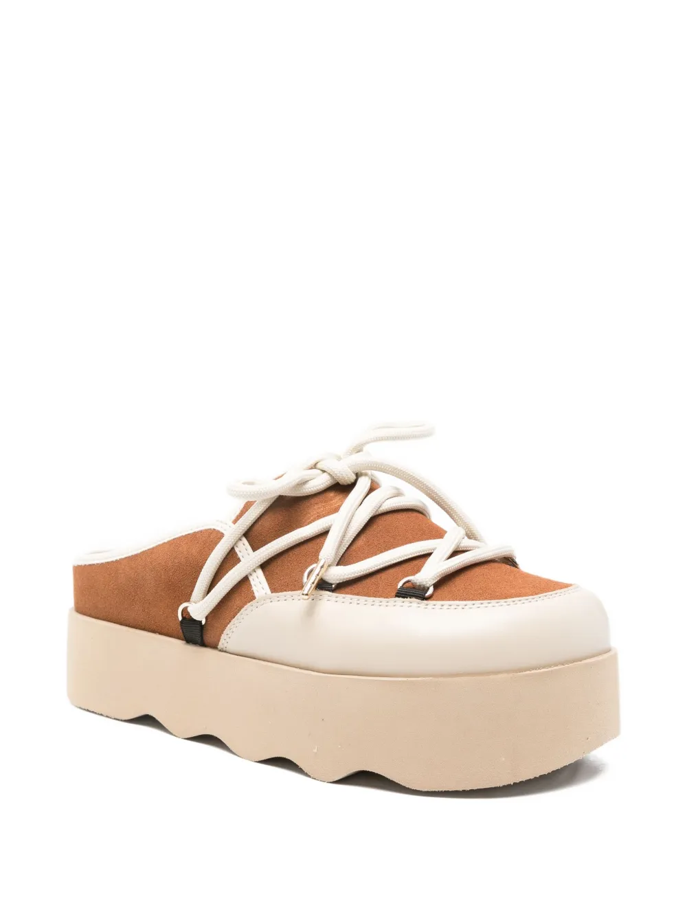Scholl Lace-up Platform Slippers In Brown