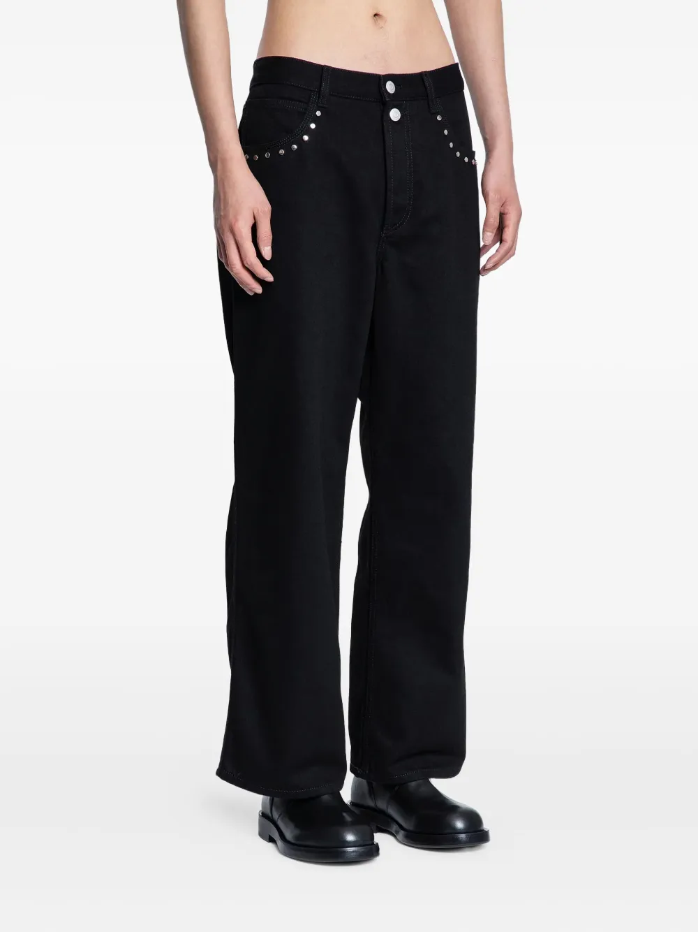 Alexander Mcqueen Stud Five Pocket Jeans In Black