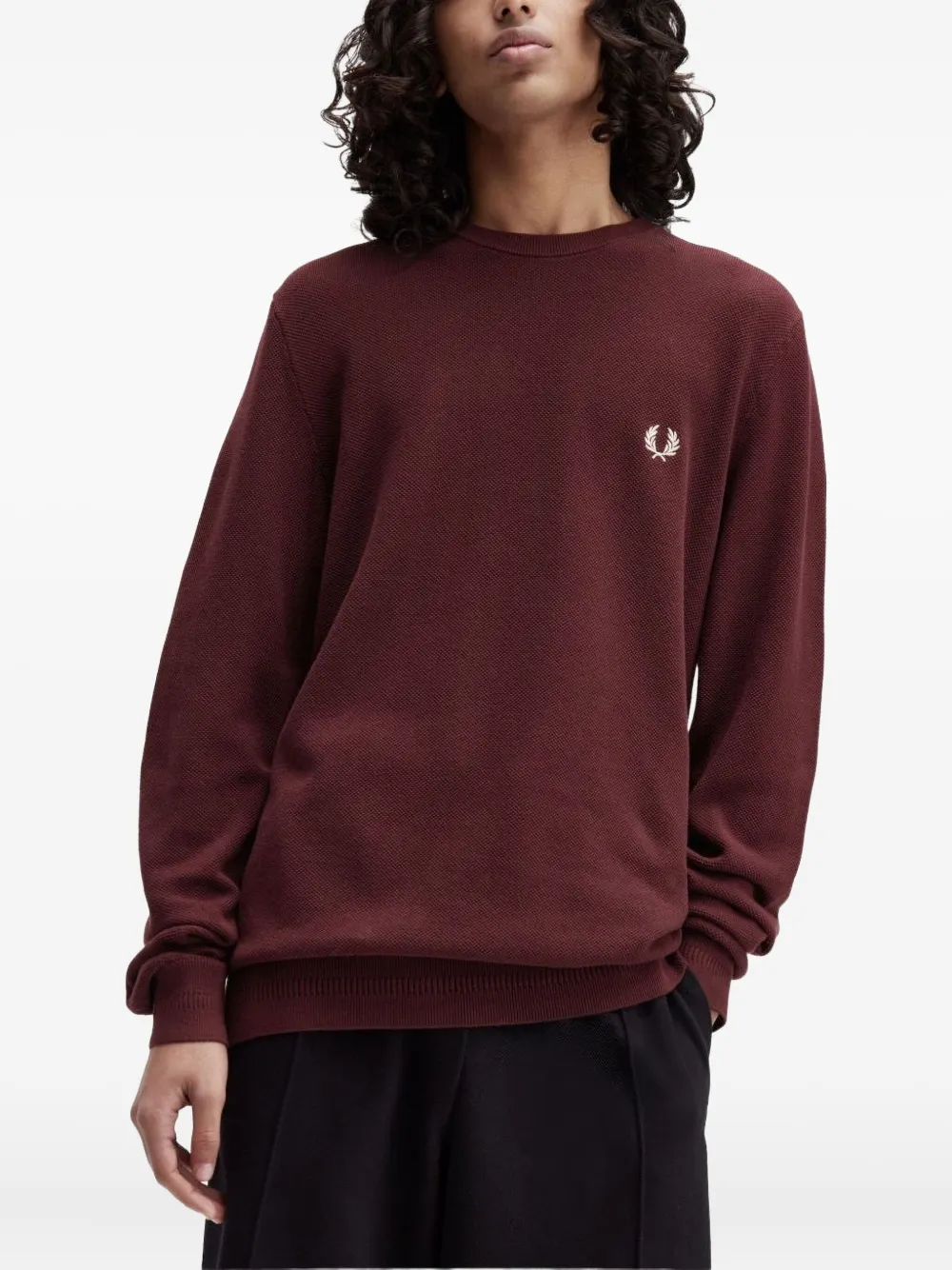 Fred Perry textured logo sweater - Rood