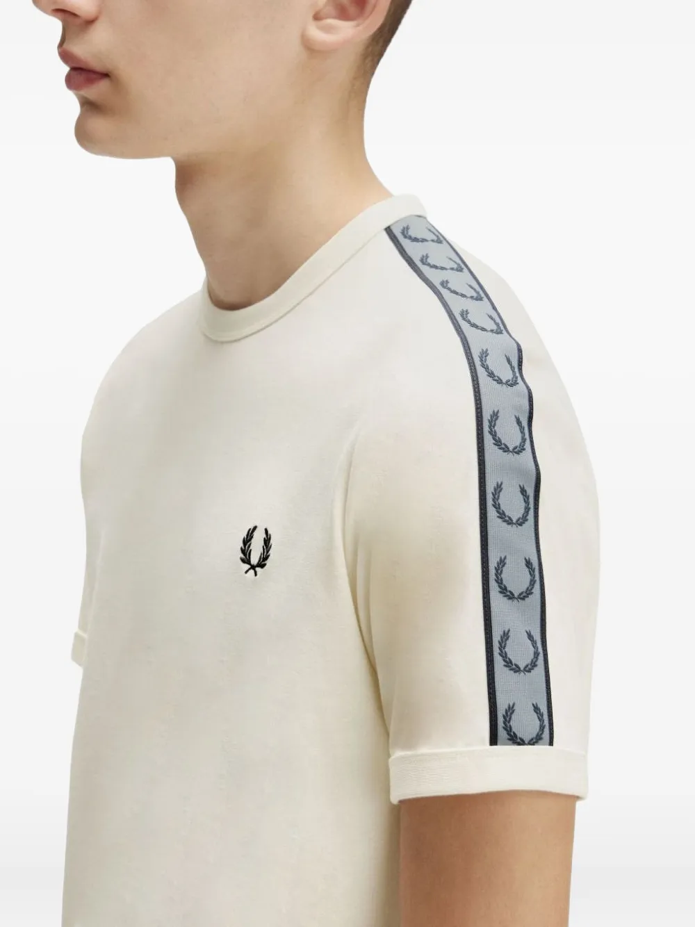 Fred Perry Tape Logo T-shirt In Neutral