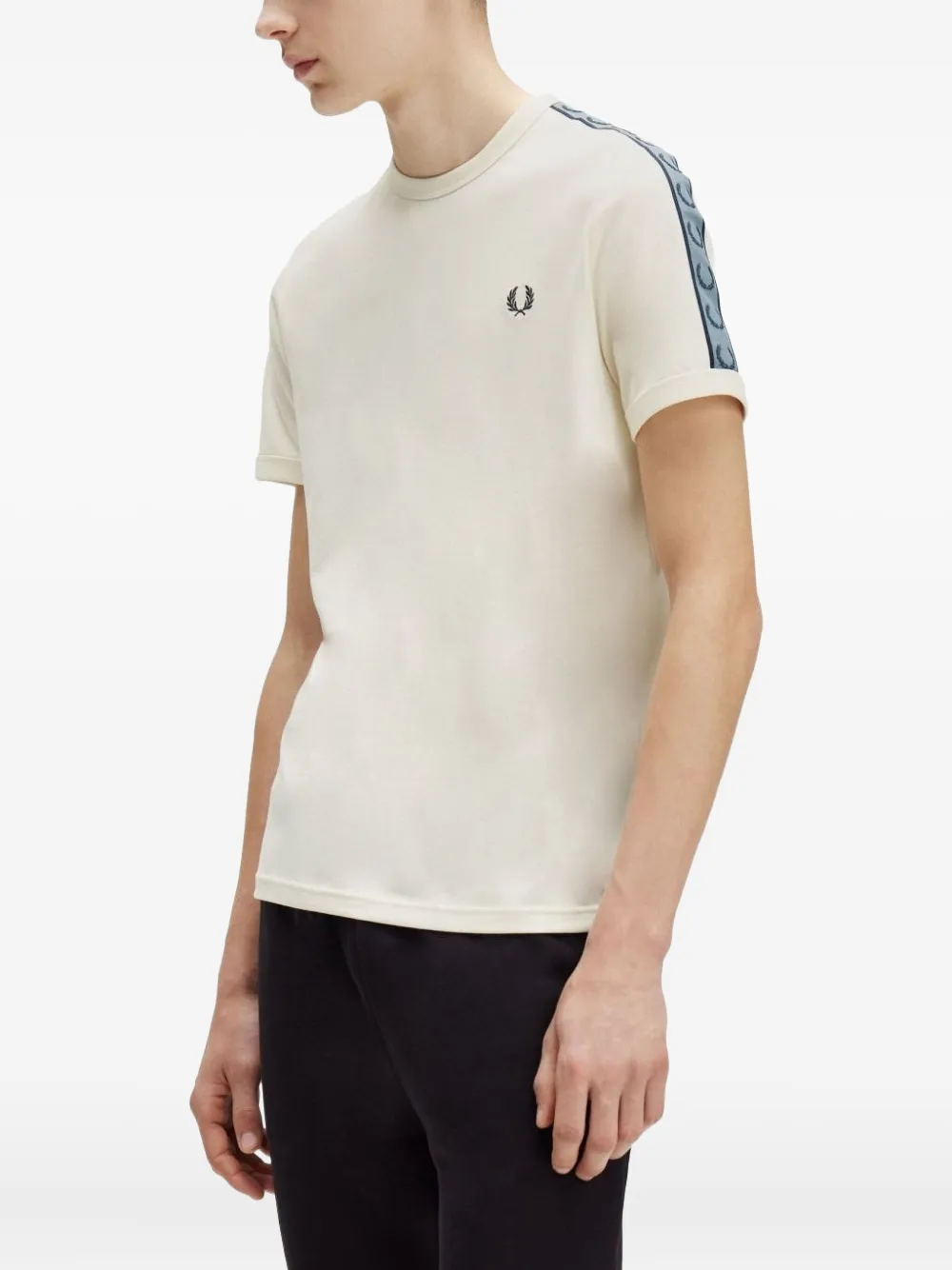 Fred Perry Tape Logo T-shirt In Neutral