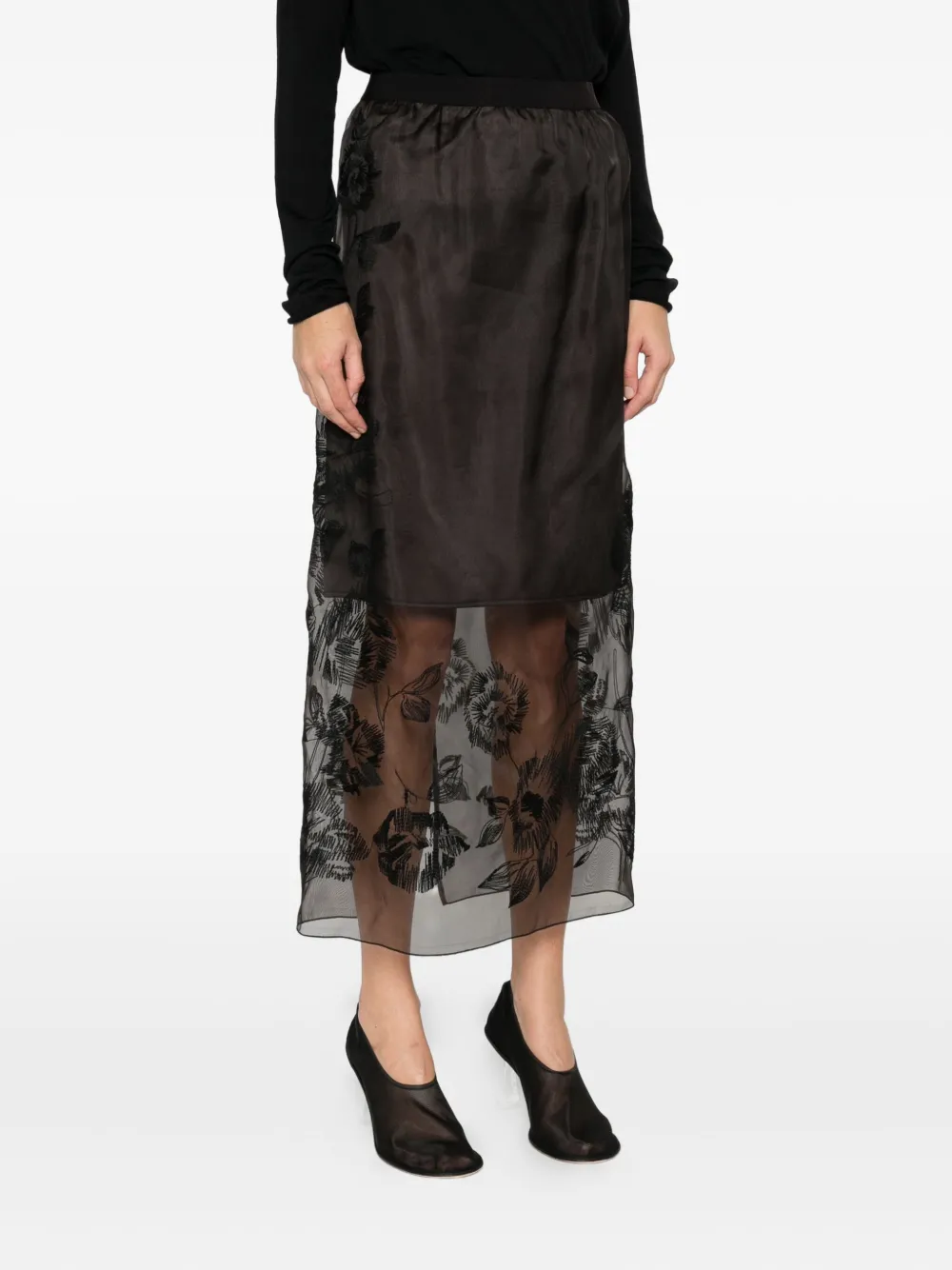 Liviana Conti Rok met bloemenprint Bruin