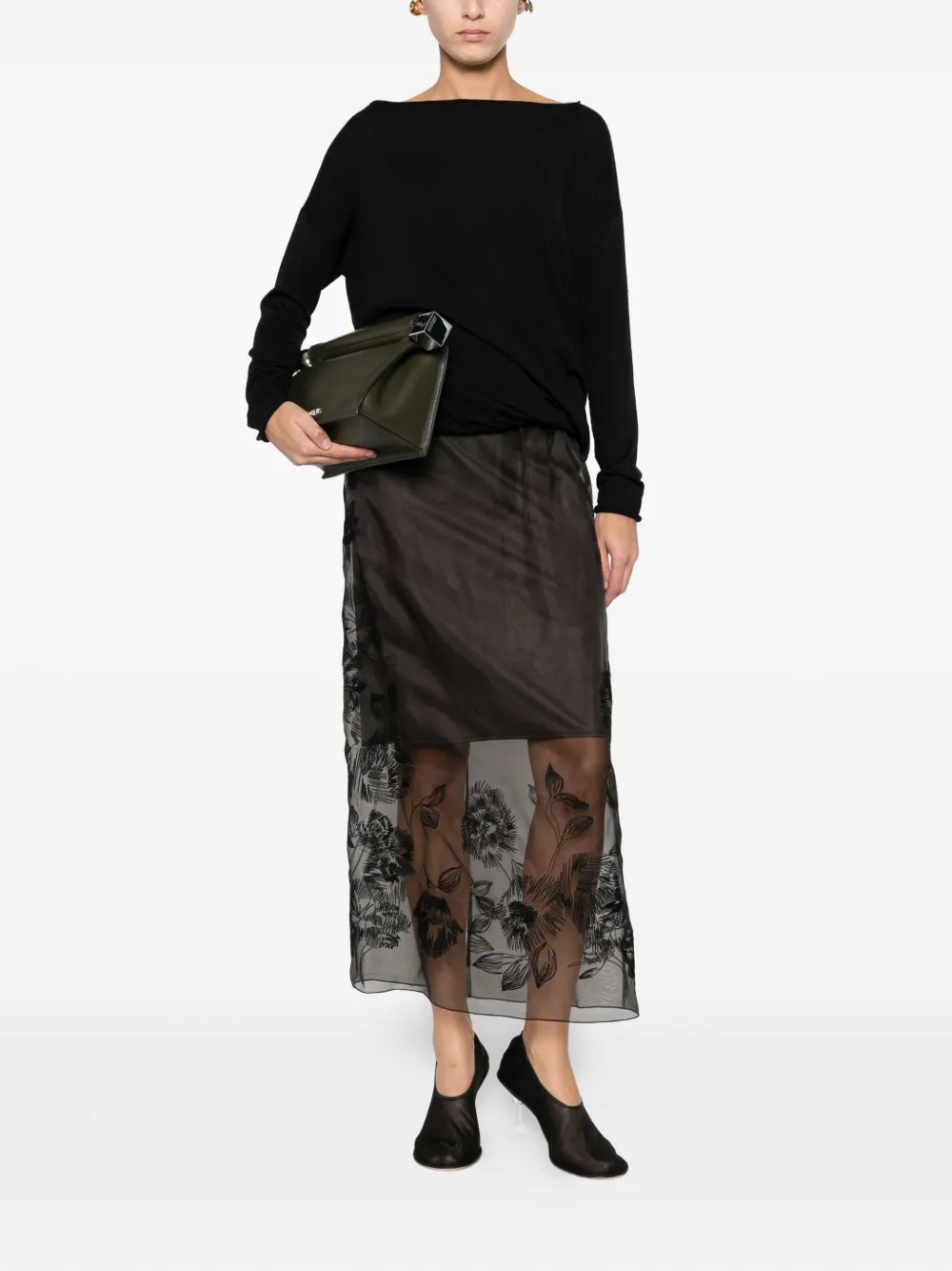 Liviana Conti Rok met bloemenprint - Bruin
