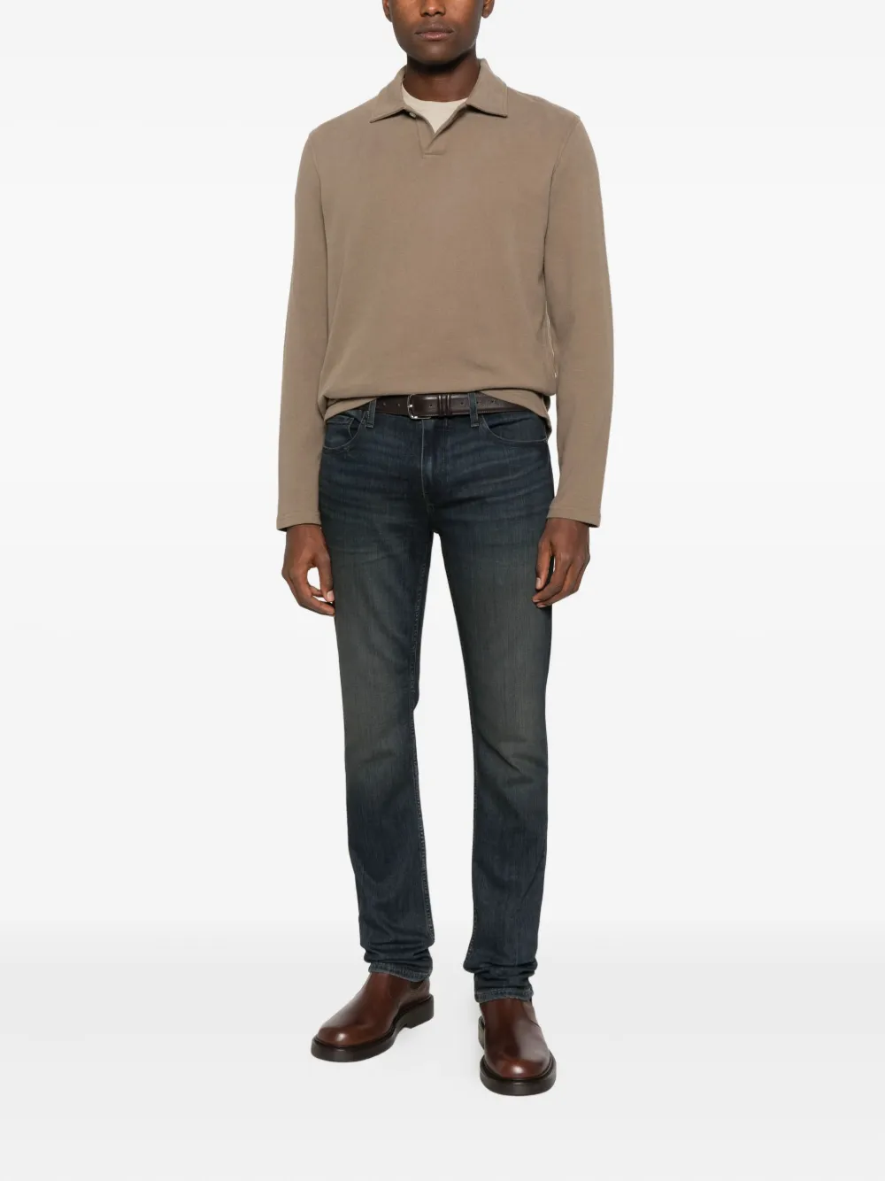 PAIGE Poloshirt van linnenblend - Grijs