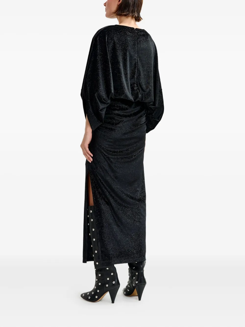 Essentiel Antwerp Ividence Draped Cape Maxi Dress In Black