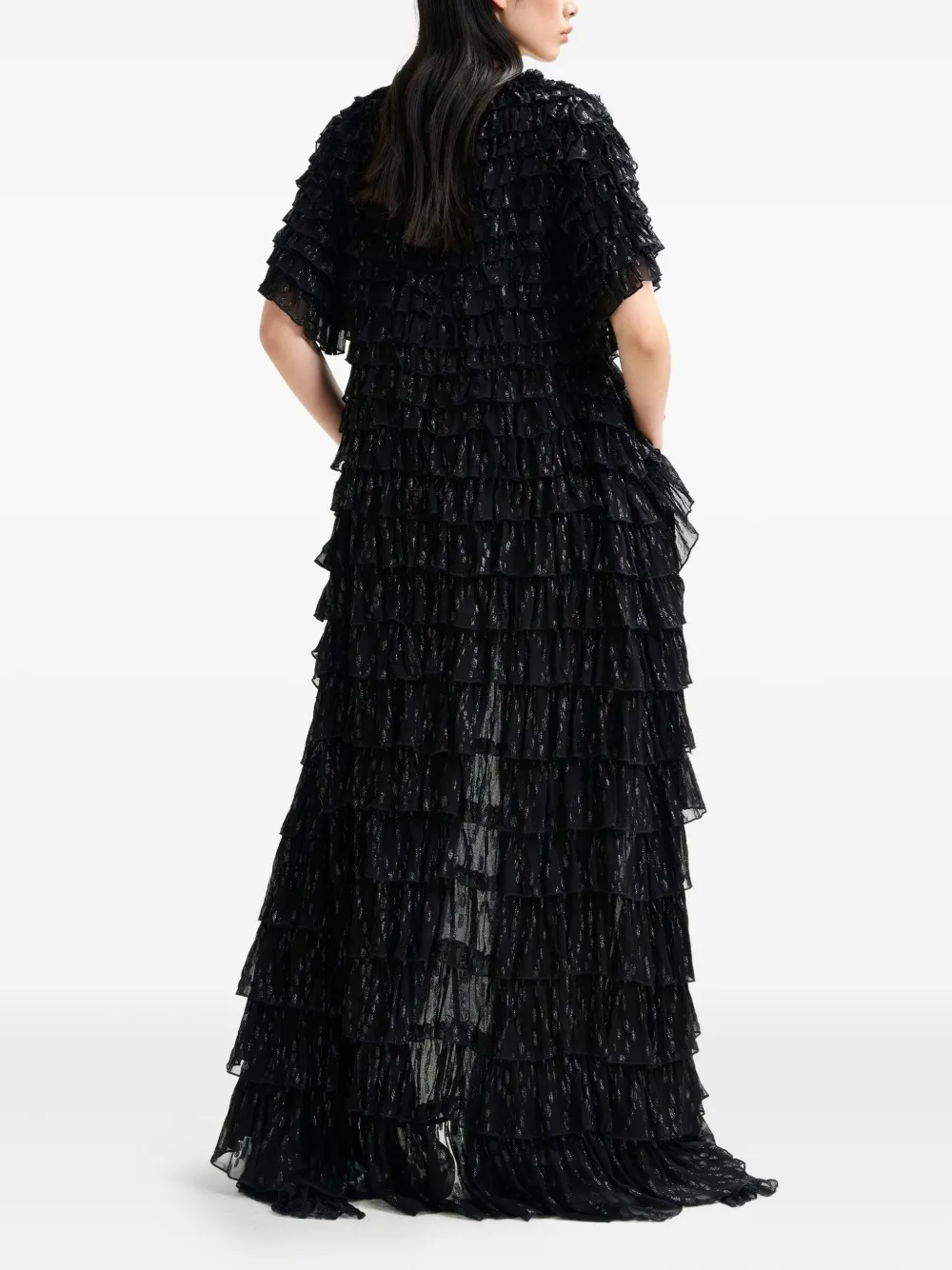 Essentiel Antwerp Itty Tiered Ruffled Top In Black