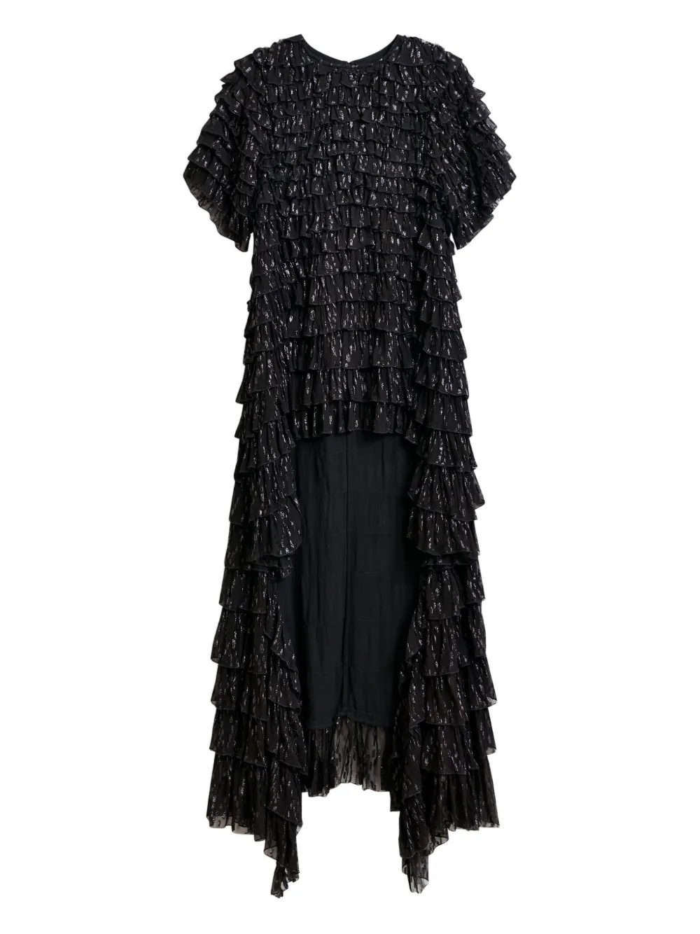 Essentiel Antwerp Itty Tiered Ruffled Top In Black