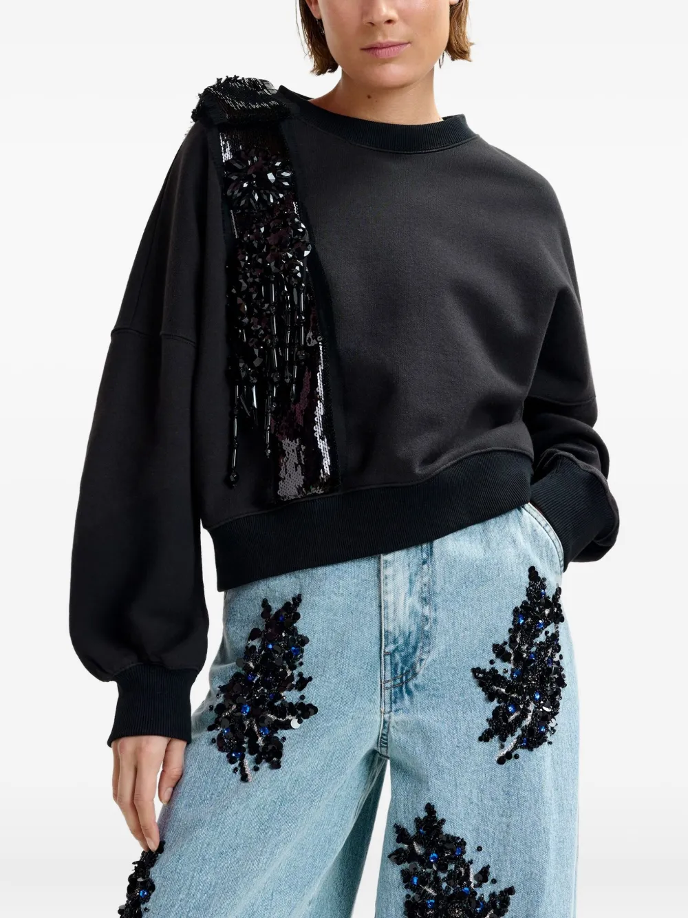 Essentiel Antwerp Ijoux Sequin-detail Sweatshirt In Black