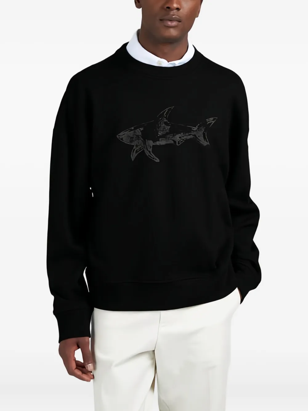Paul & Shark shark-print cotton sweatshirt - Zwart