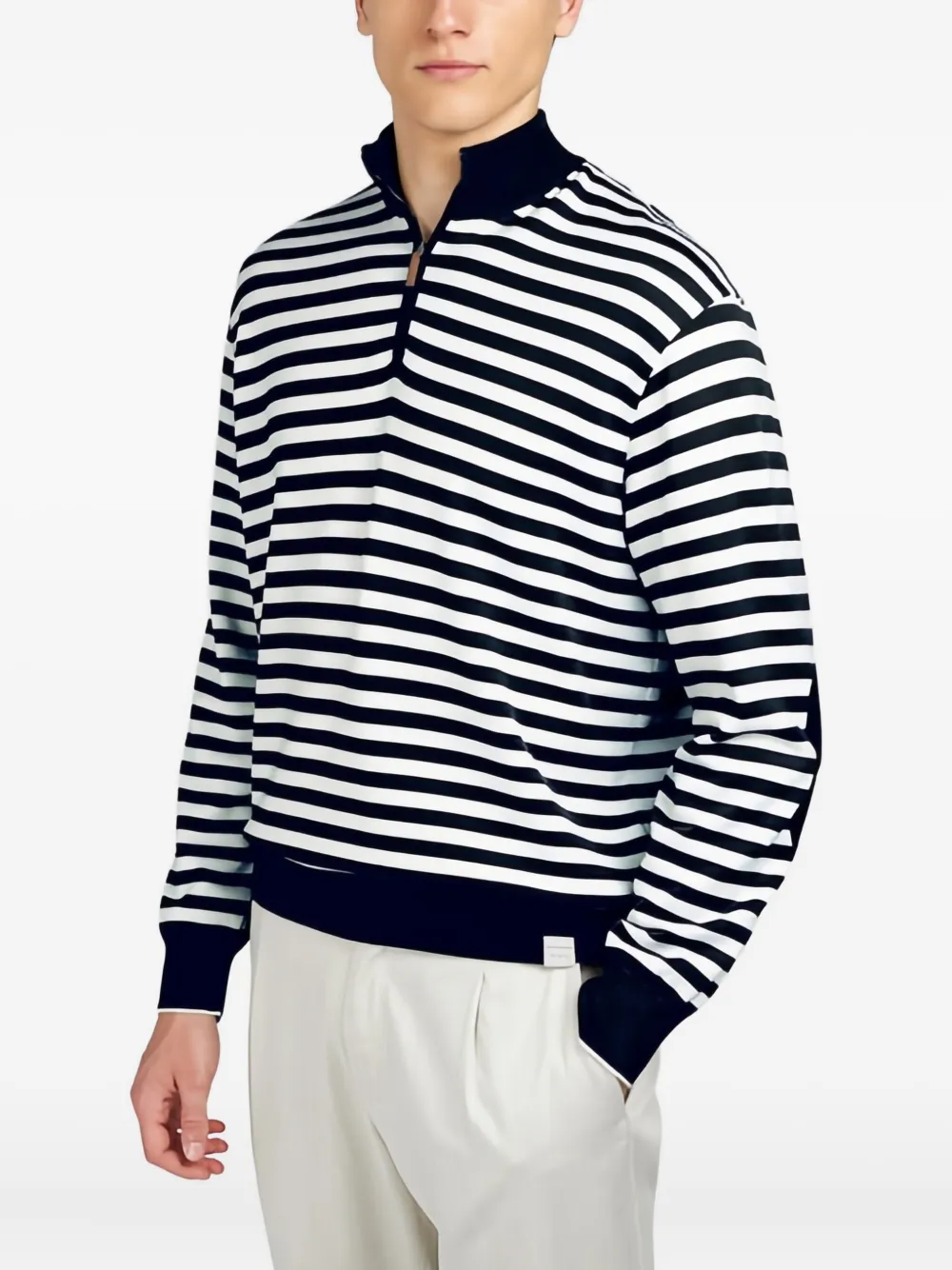 Paul & Shark striped half-zip sweater - Blauw