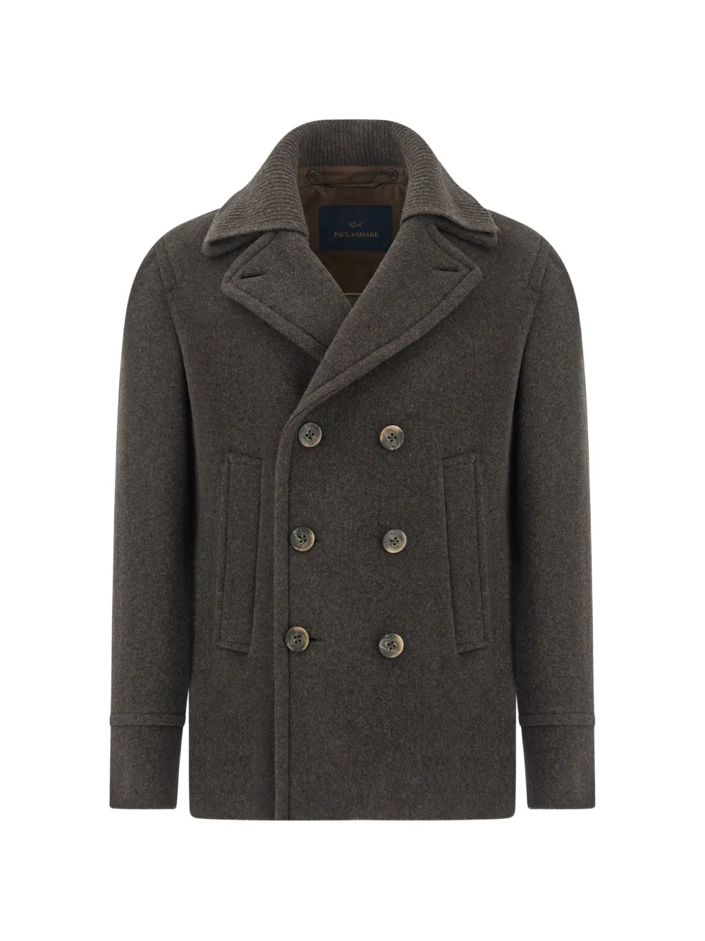 Paul & Shark ribbed-collar peacoat - Braun