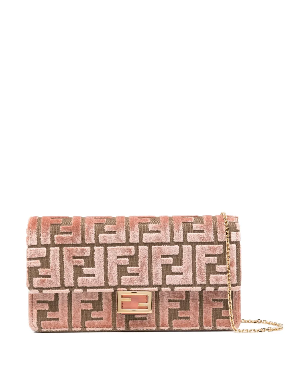 Fendi Baguette Jacquard Clutch Bag In Pink