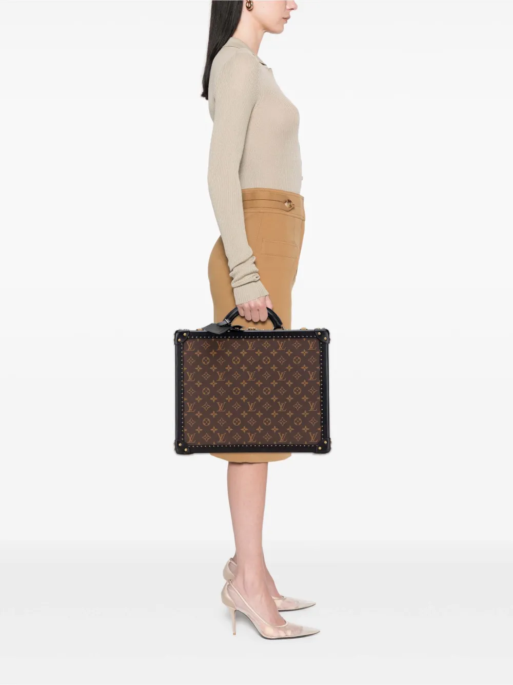 Pre-owned Louis Vuitton 20th Century Monogram Reverse Cotteville 40 Travel Bag In Brown
