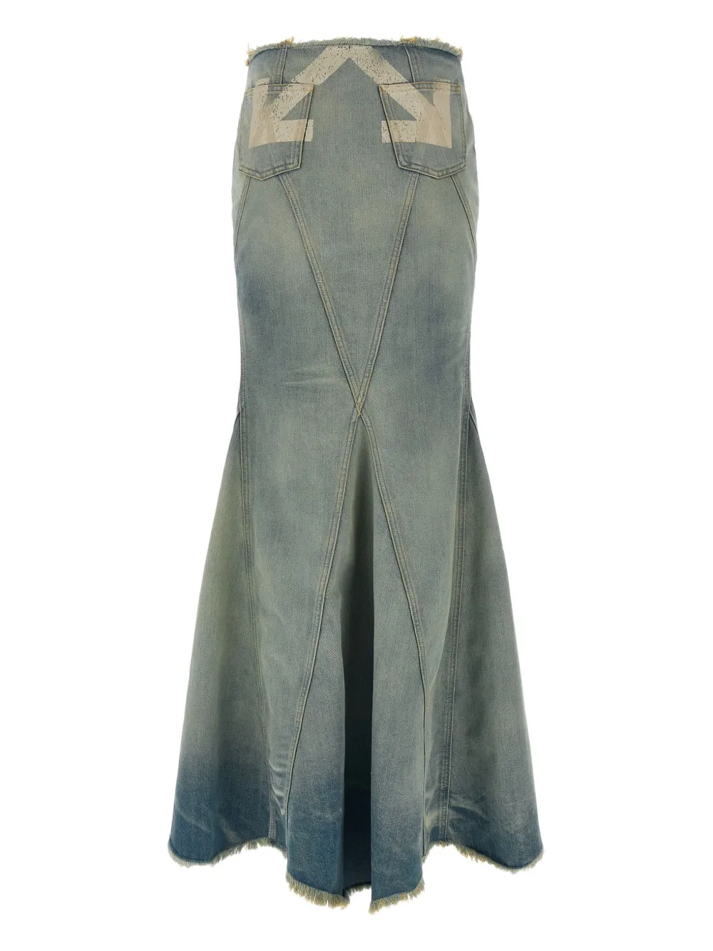 Off-white High Waist Skirt Featuring Panel Detailing In Blue