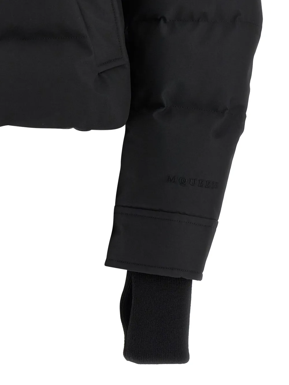 Alexander Mcqueen Cropped Down Jacket Puffer Jackets Black In Black
