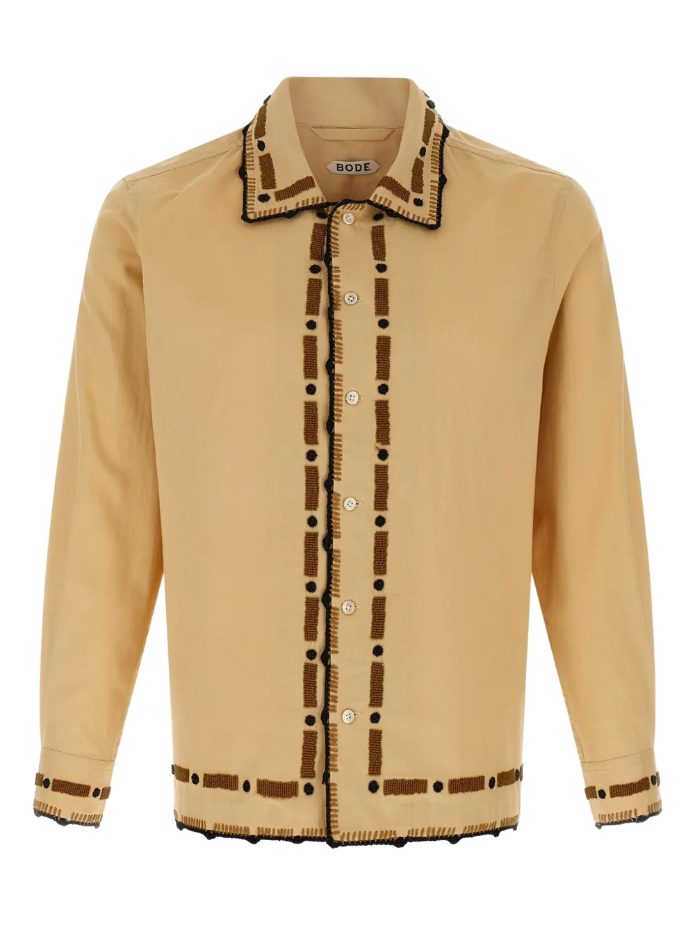 Bode Beige Beaded Ryegrass Shirt In Yellow