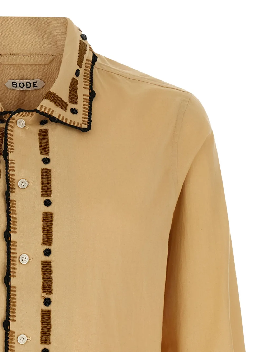 Bode Beige Beaded Ryegrass Shirt In Yellow