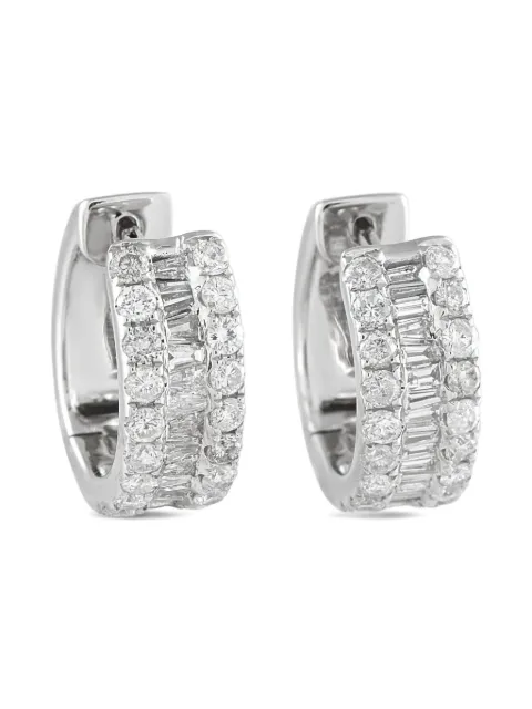 LB Exclusive 18K white gold diamond huggie earrings