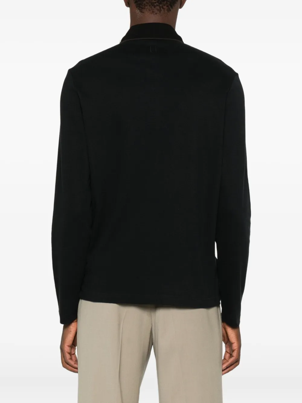 Canali Poloshirt met lange mouwen - Zwart