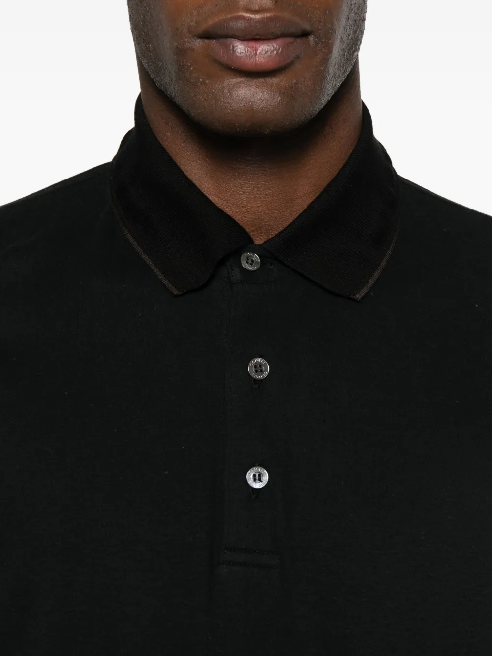 Canali Poloshirt met lange mouwen Zwart