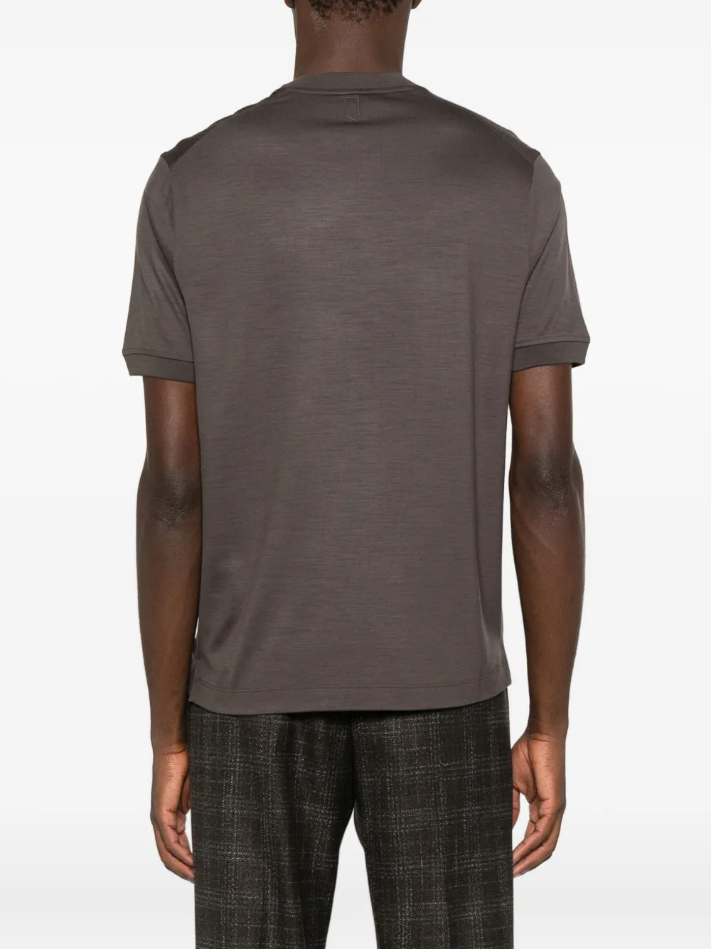 Canali Wool And Silk-blend T-shirt In Brown