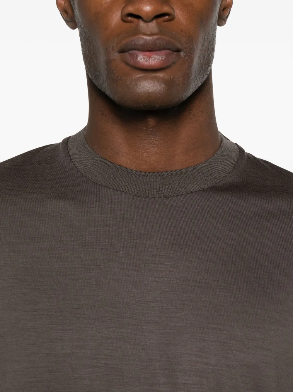 Canali Wool And Silk-blend T-shirt In Brown
