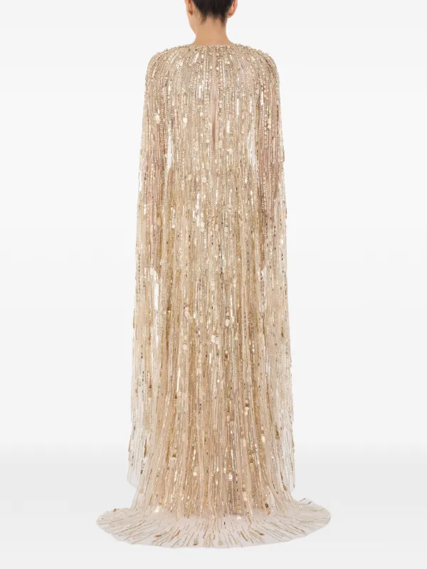 jenny packham gold dress with cape Buy Jenny Packham Zenith Cape-effect Embellished Gown - Gold At 50% Off
