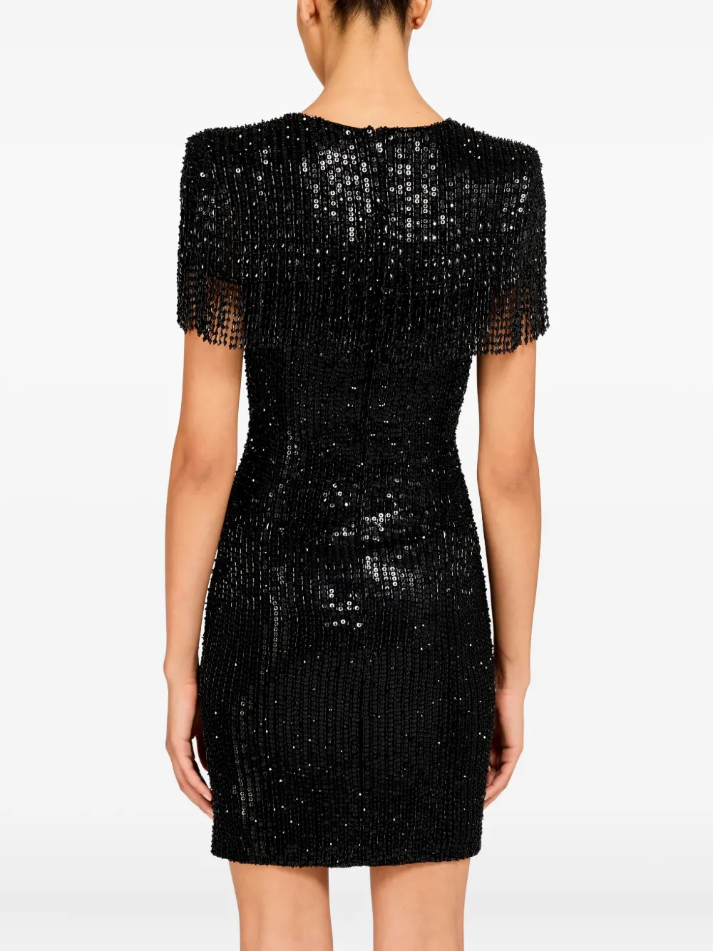 Jenny Packham Swish Sequin-embellished Beaded Mini Dress In Black