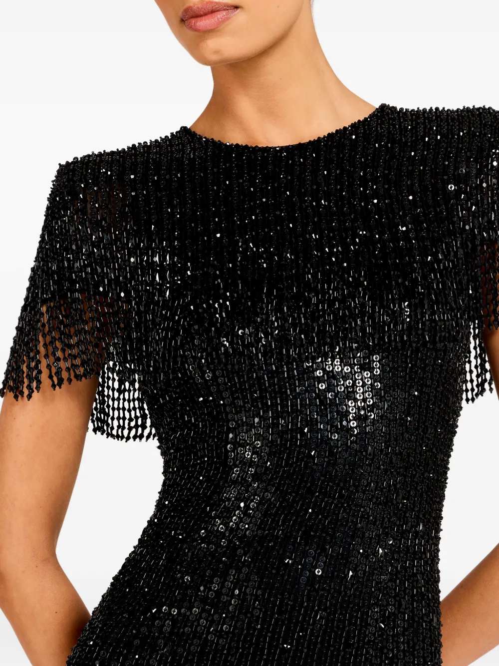 Jenny Packham Swish Sequin-embellished Beaded Mini Dress In Black