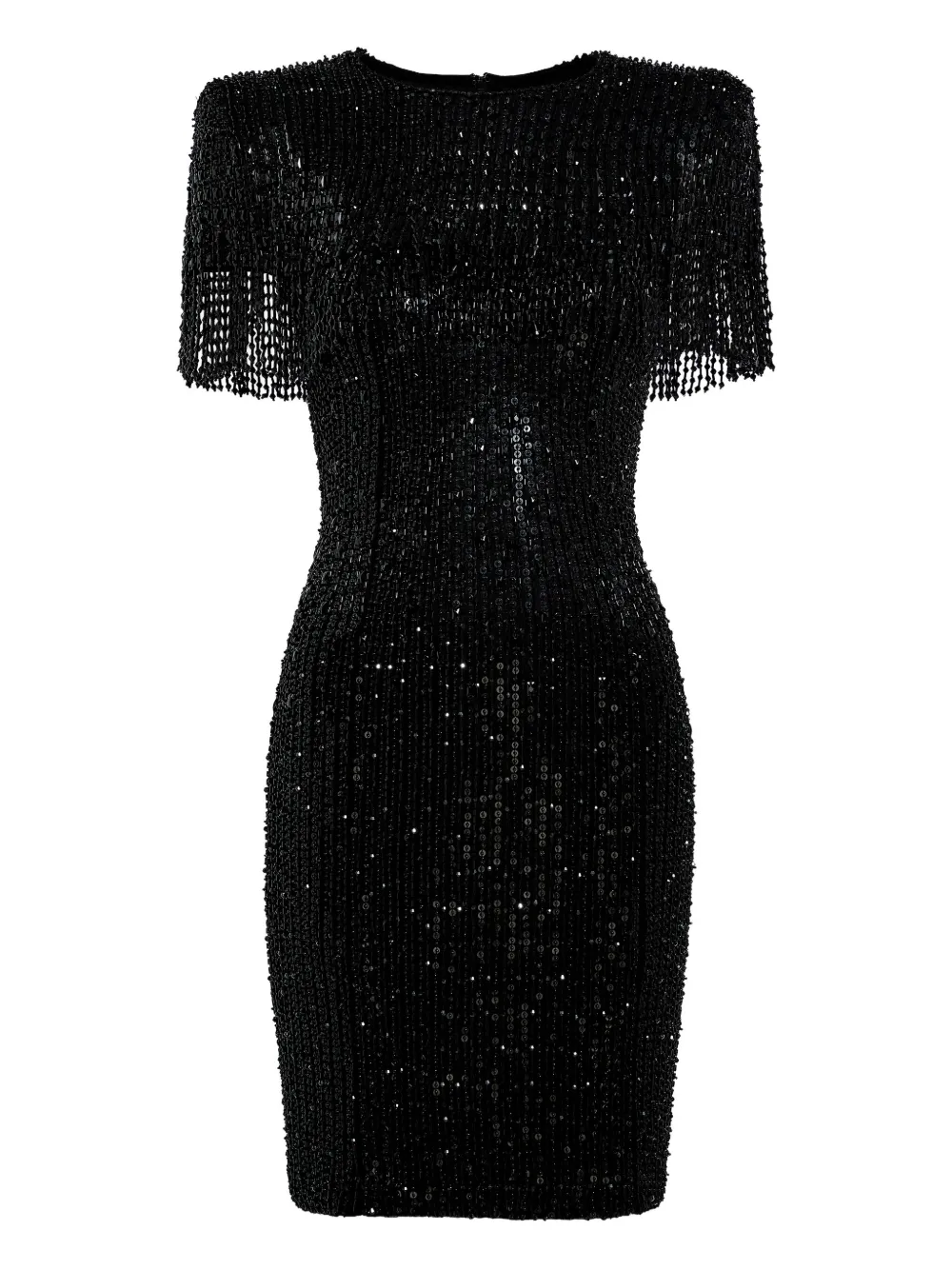 Jenny Packham Swish Sequin-embellished Beaded Mini Dress In Black