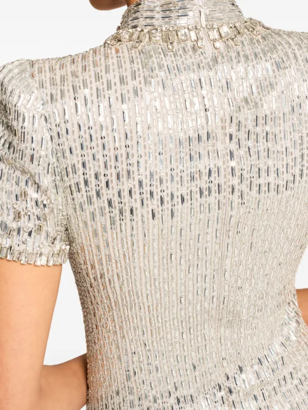 knee length dresses for ladies Stay Halter Neck Sequin Mini Dress Silver main image 1