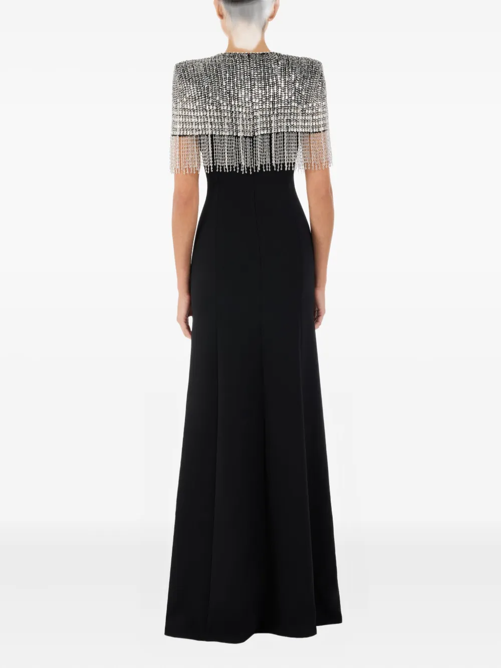 Jenny Packham Sabine Beaded-fringed Maxi Dress In Black