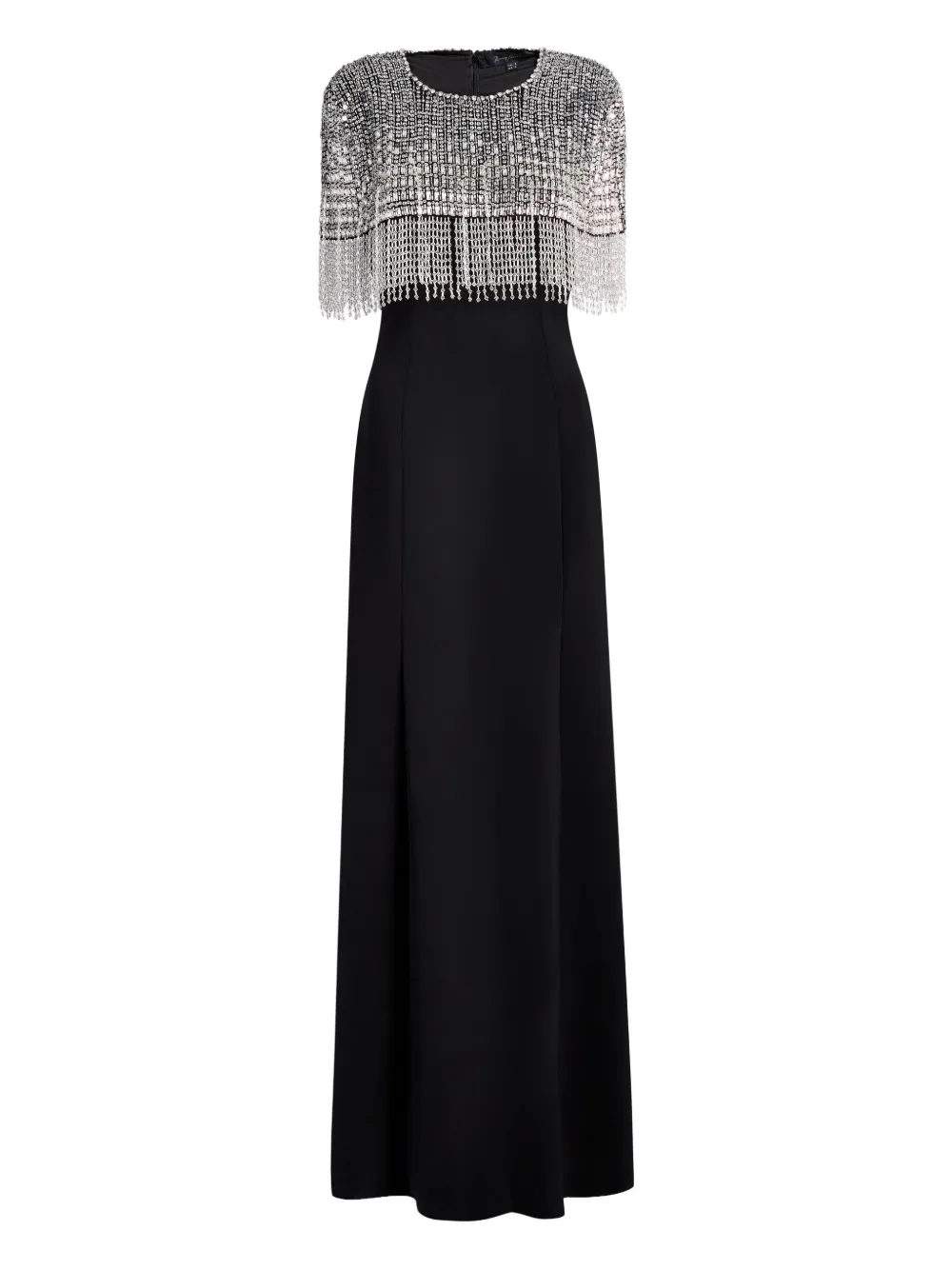 Jenny Packham Sabine beaded-fringed maxi dress - ブラック Jenny Packham Sabine beaded-fringed maxi dress - ブラック