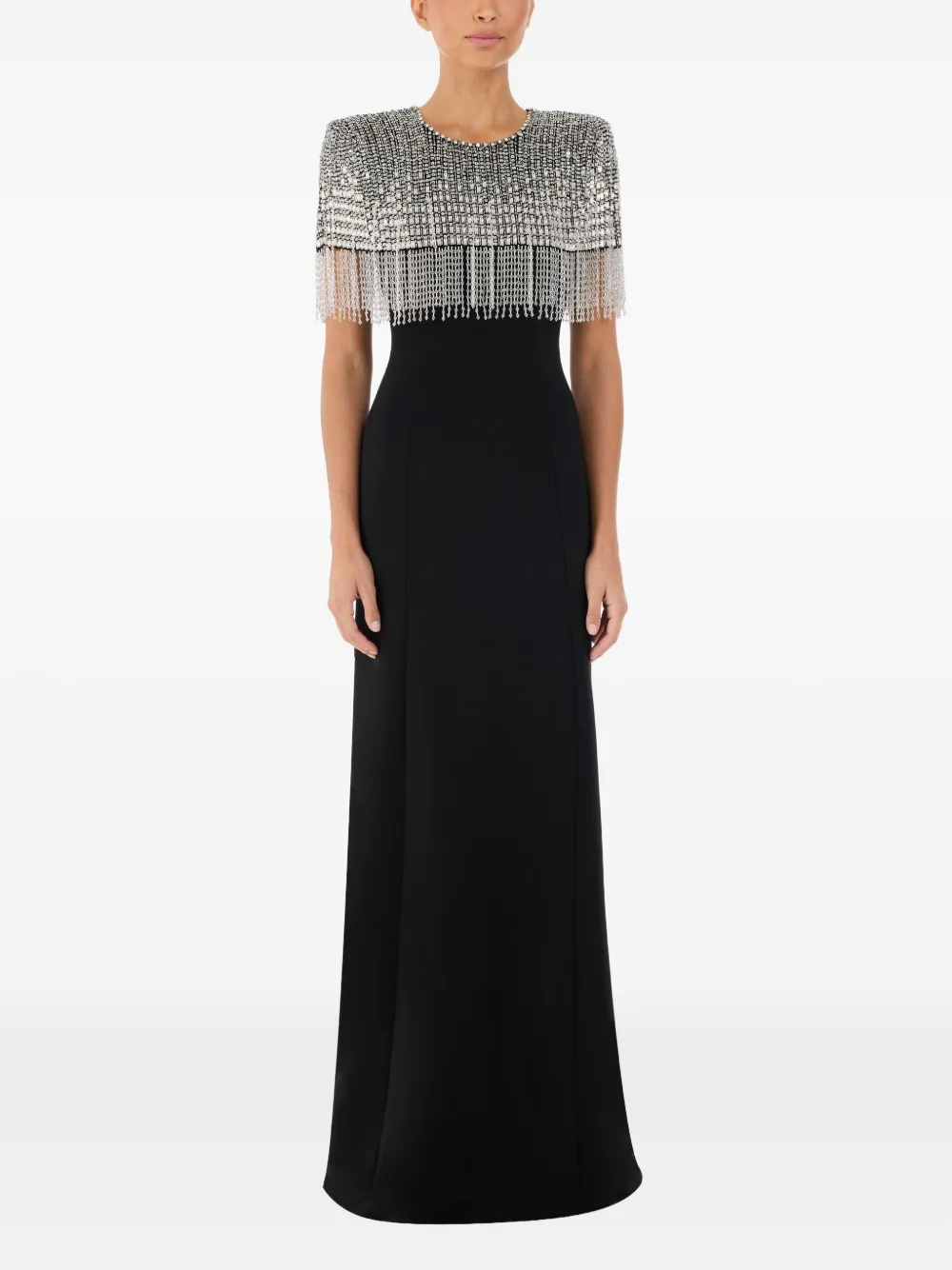 Jenny Packham Sabine beaded-fringed maxi dress - Zwart
