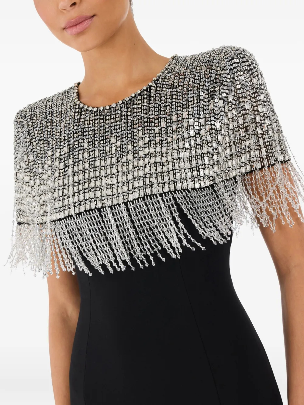 Jenny Packham Sabine maxi-jurk met kralen franje Zwart