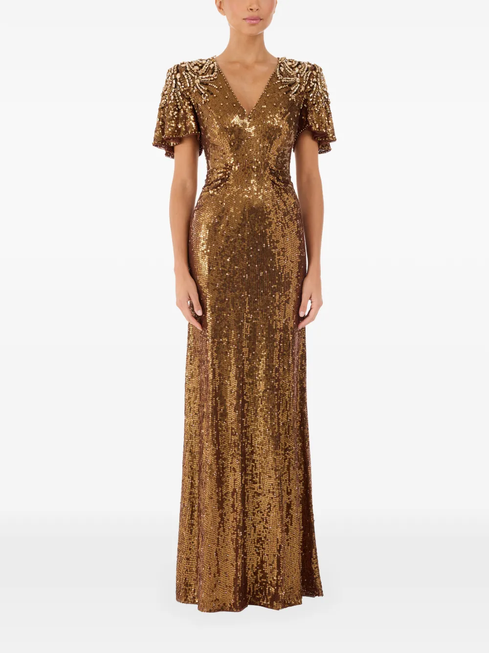 Jenny Packham Manon sequin-embellished dress - Goud