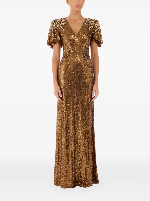 slim fit dress slacks Embellished A-Line Mini Dress in Gold - 4 / Regular main image 1