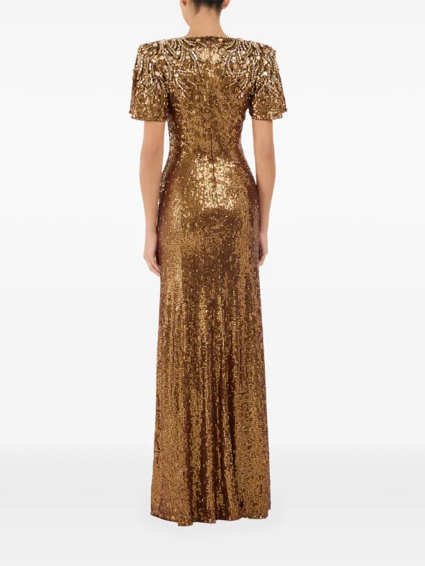 Jenny Packham Manon Sequin-embellished Dress - Gold