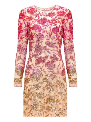 slim fit dress slacks Caroline Bosmans Bright Pink Velvet Leopard Dress – Ladida main image 1