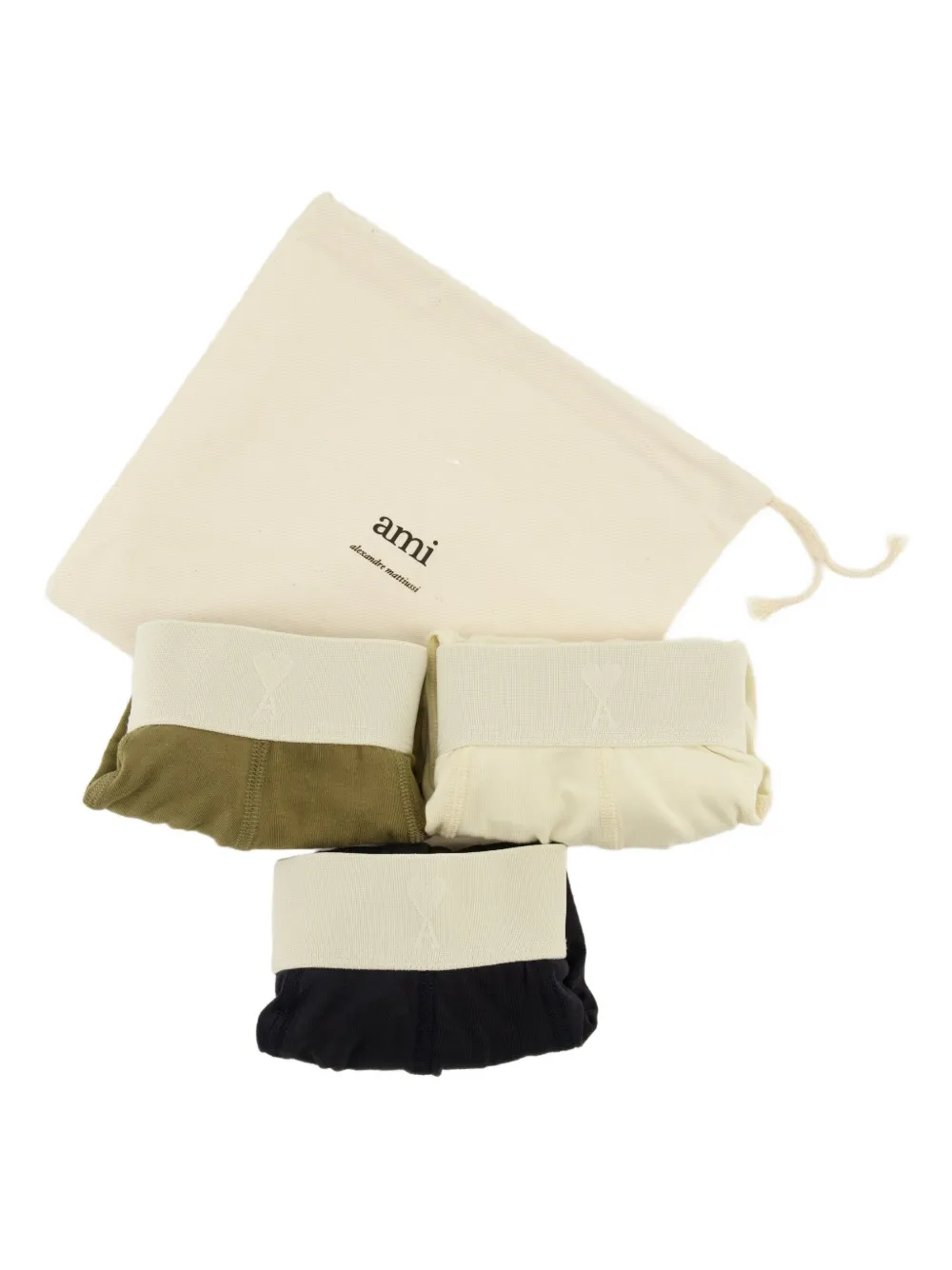 AMI Paris Drie boxershorts met contrasterende afwerking Beige