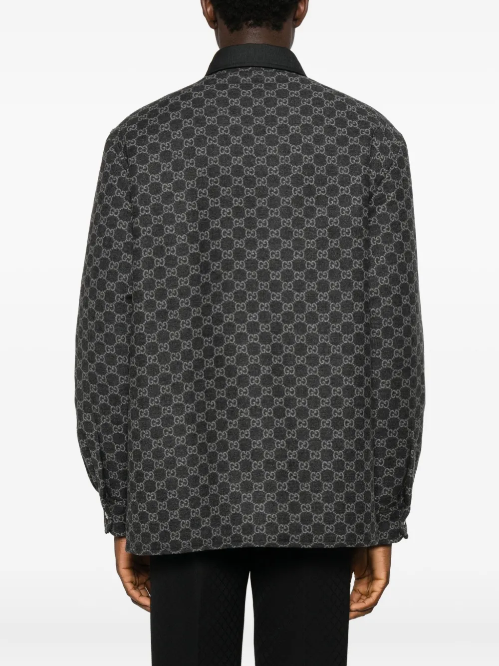Gucci Monogram-pattern Buttoned Jacket In Black